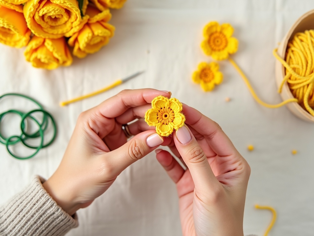 The Cozy Craft: Creating Your Own Crochet Flower Bouquet detail image