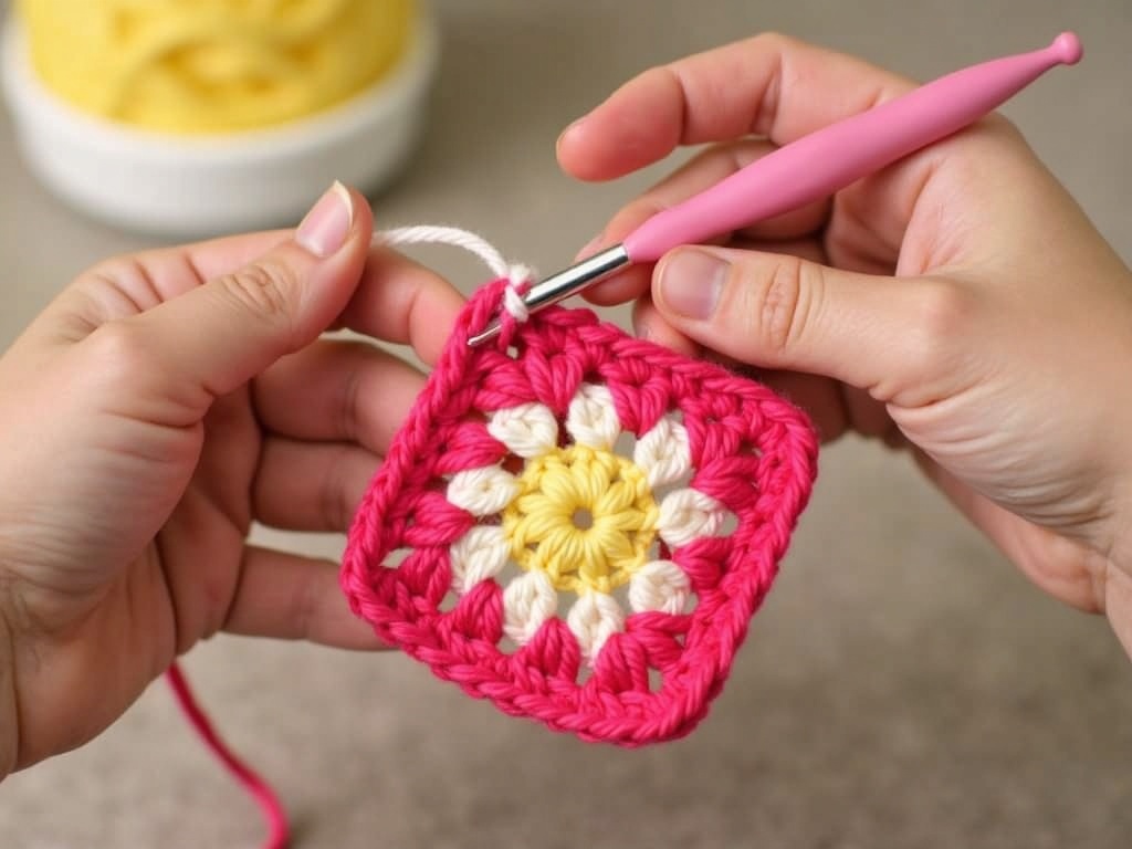 free crochet cardigan pattern - Weekend DIY: Craft a Cozy Granny Square Cardigan detail image