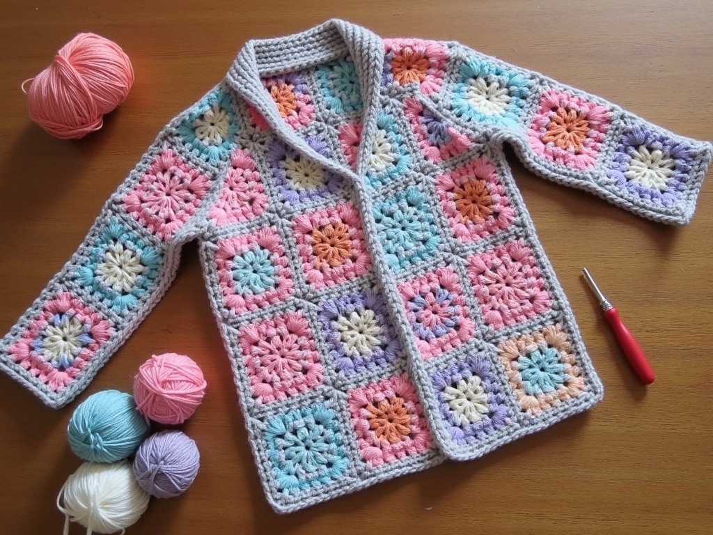 free crochet cardigan pattern - Weekend Stitching: Your New Favorite Granny Square Cardigan detail image